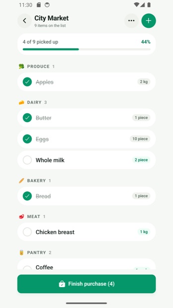 A shop's checklist with a progress bar
