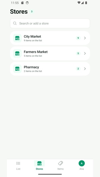 The list of shops