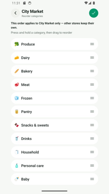 Dragging categories into a walking order
